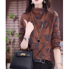 批发加绒加厚保暖打底衫女士<b class='q'>妈妈</b>款春秋冬装小衫长袖内搭印花德绒上衣