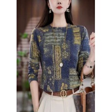 批发澳绒时尚复古印花长袖T恤女秋冬季中年<b class='q'>妈妈装</b>圆领减龄打底衫<b class='q'>上衣</b>