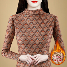 批发欧货内搭德绒打底<b class='q'>小衫</b><b class='q'>女士</b>妈妈款春秋冬装洋气高级感印花长袖上衣