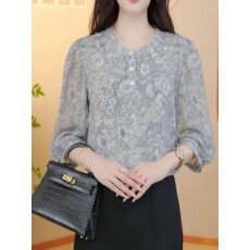 批发高级感衬衫2026年显瘦百搭<b class='q'>中老年</b>新款Q时尚减龄七分袖上衣宽松