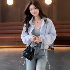 批发韩系时尚减龄洋气高级感穿搭女春季新款气质显瘦飘带长袖衬衫外套