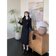 批发实拍 套装女 大码修身显瘦假两件上衣松紧腰半身长裙两件套