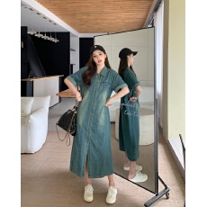 批发实拍 夏新款胖妹妹遮肚子显瘦<b class='q'>牛仔裙</b>时尚连衣裙长裙