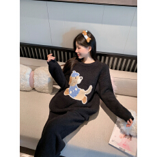 批发睡衣女款冬季2025新款半边绒加厚加绒保暖冬天黑色<b class='q'>大码</b>家居服套<b class='q'>装</b>
