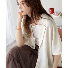 批发2025日单外贸女短袖小西装外套衬衫透感宽松西服上衣