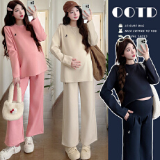 批发实拍孕妇<b class='q'>装</b>2026新款春秋季韩系<b class='q'>大码</b>宽松显瘦刺绣上衣+托腹<b class='q'>裤</b>套<b class='q'>装</b>