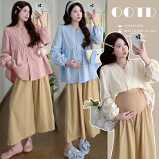 批发实拍2026孕妇<b class='q'>春</b>秋新款刺绣提花长袖衬衫+阔腿<b class='q'>裤</b><b class='q'>套装</b>可开扣<b class='q'>哺乳</b>