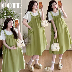 批发实拍孕妇夏季新款假两件背带裙森系田园风小花朵宽松大码<b class='q'>连衣裙</b>