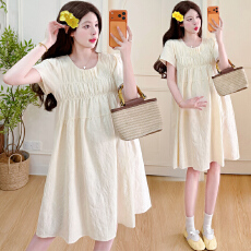 批发实拍孕妇夏季新款宽松大码刺绣<b class='q'>提花</b>飞飞袖娃娃衫<b class='q'>连衣裙</b>小儿子长裙