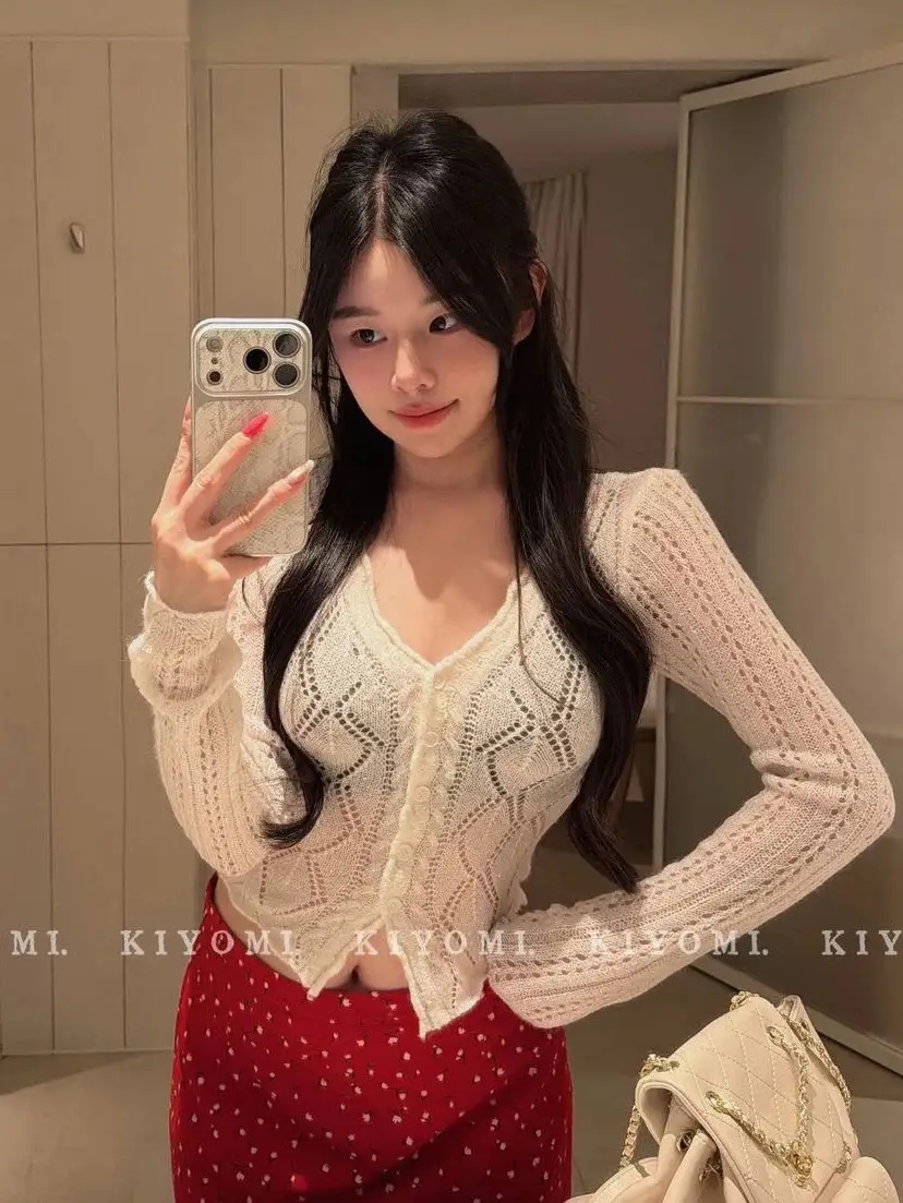 러블리 V넥 다이아몬드 패턴 가디건 (6color) 상세 이미지 1