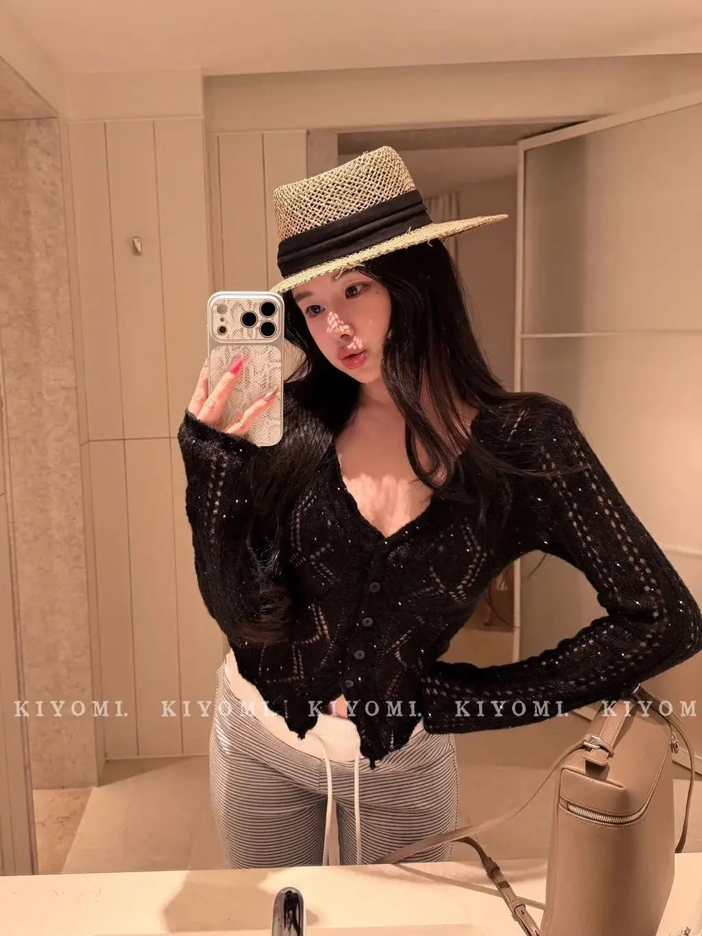 러블리 V넥 다이아몬드 패턴 가디건 (6color) 상세 이미지 2