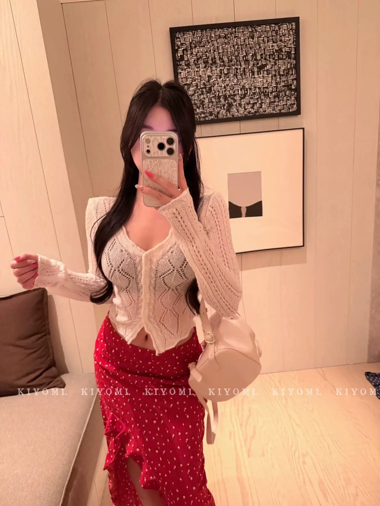 러블리 V넥 다이아몬드 패턴 가디건 (6color) 상세 이미지 4