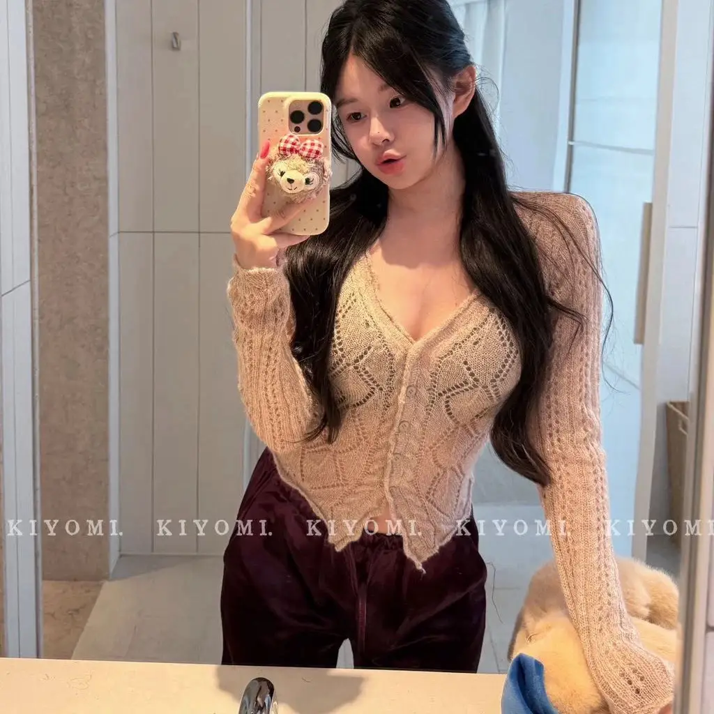러블리 V넥 다이아몬드 패턴 가디건 (6color) 상세 이미지 5