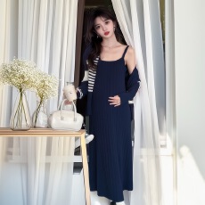 批发新品2025新款秋季时尚洋气显瘦套装针织毛衣连衣裙孕妇两件套