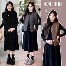 批发实拍   连衣裙高级感<b class='q'>套装</b>秋季针织裙时髦洋气马甲秋装两件套