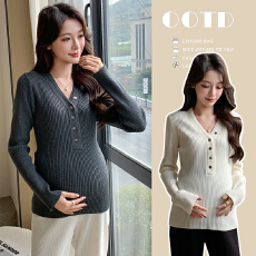 批发实拍*货~哺乳V领设计感性感时尚外穿针织打底