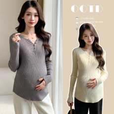 批发实拍*货~哺乳V领开扣设计感性感时尚外穿内搭针织打底