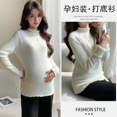 批发实拍*货~半高领木耳边提花植绒加厚精致打底针织毛衣