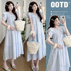 实拍~货  孕妇装夏季新款高级感宽松显瘦小飞袖连衣裙