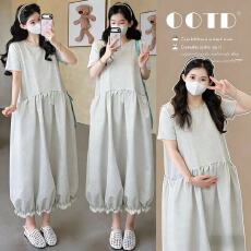 实拍~货  孕妇装夏装2026新款套装时尚高级感背心连衣裙+短袖上衣