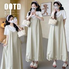 孕妇春装连衣裙2026新款孕期穿搭甜美上衣松弛感花苞吊带裙子套装