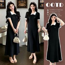 批发实拍~货蓝灰美学孕妇装春夏装新品<b class='q'>翻领</b>显瘦休闲短袖长款<b class='q'>连衣裙</b>