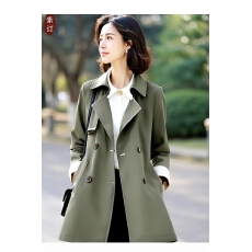 批发女装原创<b class='q'>品牌</b>旗舰店时尚洋气气质高端绿色中长款<b class='q'>风衣</b>外套秋季