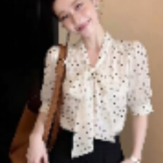 批发2026春季新款韩版时尚气质显瘦收腰型泡泡袖五分袖波点衬衫上衣