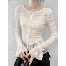 批发早春季法式小香风复古蕾丝打底衫<b class='q'>女</b>内搭绝美<b class='q'>长袖</b>高级感巨好看上衣