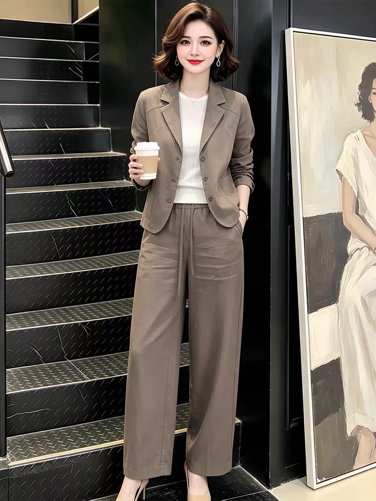 BY32385# 素订女装原创品牌旗舰店百搭西装领上衣搭新款设计款西装裤女秋季 服裝批發女裝批發服飾貨源