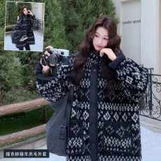 批发<b class='q'>孕妇</b><b class='q'>加厚</b>黑色费尔岛皮毛一体羊羔毛外套女秋冬2025新款设计棉服