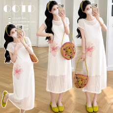 批发实拍现~孕妇夏季韩系穿搭法式气质高级感白色吊带<b class='q'>连衣裙</b>两件套