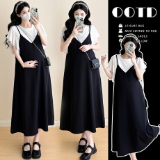 批发实拍现~孕妇<b class='q'>夏</b>季假两件拼接简约大方遮肉显瘦百搭孕妈妈连衣裙