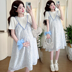 批发孕期装<b class='q'>连衣裙</b>2026新款夏季假两件拼接设计感宽松<b class='q'>大码</b>高级感孕妇装