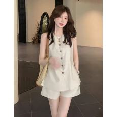 批发芝士定制◆随心玩家老钱风慵懒马甲短<b class='q'>裤</b>两件套女春穿搭一整套