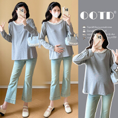 批发已出货模特实拍 2026韩版孕妇装<b class='q'>春</b>装宽松甜美孕妇上衣恤