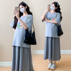 模特实拍 2026新款夏装宽松中长款孕妇恤