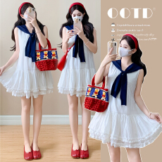 模特实拍 2026孕妇装夏装新品韩版宽松甜美孕妇连衣裙