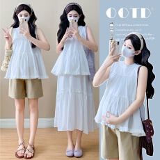 批发模特实拍 2026夏款新品韩版孕妇装百搭甜美宽松上衣娃娃衫