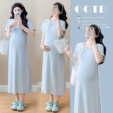 批发模特实拍 2026孕妇装夏装新款<b class='q'>韩版</b>宽松孕妇连衣裙