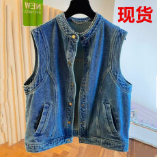 批发高级感独特时尚牛仔马夹女时髦洋气2026新款宽松无袖坎肩外套