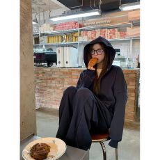 批发<b class='q'>运动服</b>套装女秋季宽松连帽卫衣时尚阔腿裤两件套潮