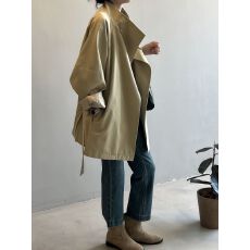 批发法式复古气质中长款风衣外套女2025春秋新款宽松收腰休闲立领大衣