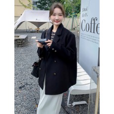 批发原版做法毛呢西装外套女秋冬爆款加厚小香风复古短款呢子大衣