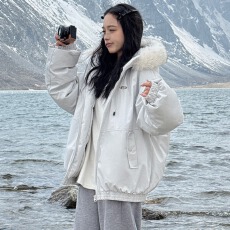 批发<b class='q'>明星</b><b class='q'>同款</b>大毛领派克羽绒棉服女2025新款冬季保暖加厚工装棉袄外套