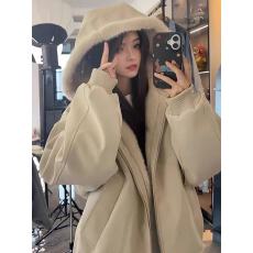 批发原版面料荔枝皮美式连帽座山雕皮衣外套棉服<b class='q'>男</b>女冬季加厚毛领棉衣