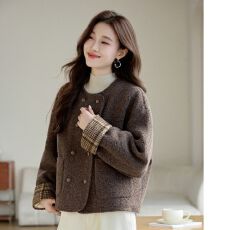 批发内里加厚圈圈毛呢外套秋冬新款韩版<b class='q'>女装</b>时尚气质小个子百搭上衣