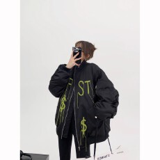 2025冬季潮牌美式设计感棉服情侣宽松小众重工刺绣加厚棉衣外套女