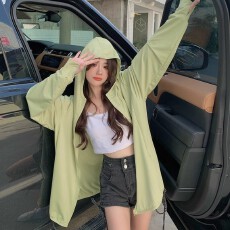 批发原版做法UPF50+防晒衣<b class='q'>女款</b>夏防紫外线中长款透气防晒服连帽外套