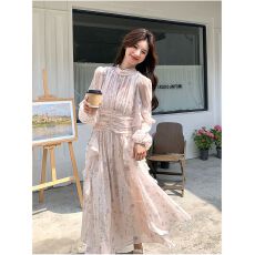 批发法式碎花裙<b class='q'>雪纺</b><b class='q'>长裙</b>长袖裙子夏秋高级穿搭连衣裙女2026新款温柔风